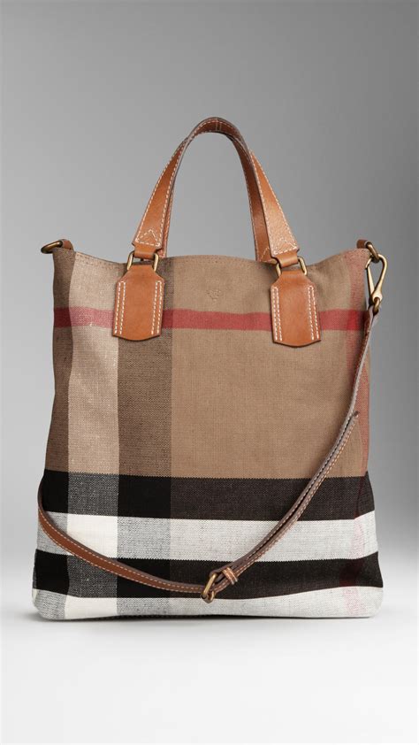 Burberry checked canvas tote bag